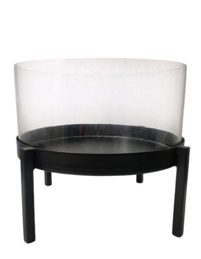 Afbeeldingen van Lantaarn Hebe met glas, KU327, 20cm hoog, iron