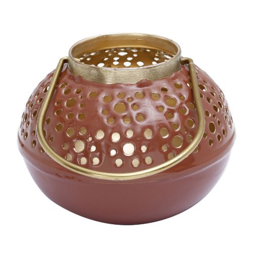 Afbeeldingen van Lantaarn Mees blush, GM301, 10x10x10,5cm , iron