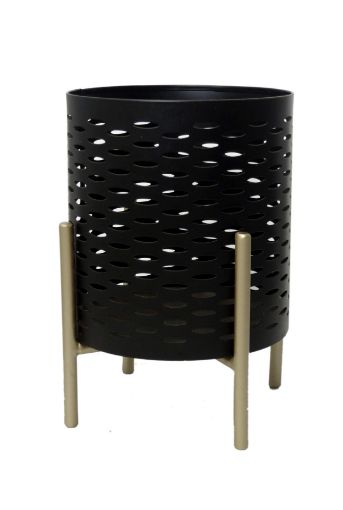 Afbeeldingen van Windlicht Beau zwart, KU271, 18cm hoog, iron