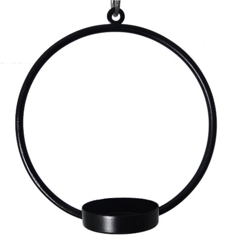 Afbeeldingen van Wand kandelaar Rond zwart, KU062, 15x15x6,5cm, iron