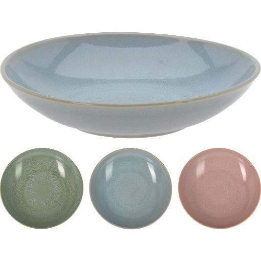 Afbeeldingen van Bord diep aardewerk assortiment 6 stuks 3 pastel kleuren